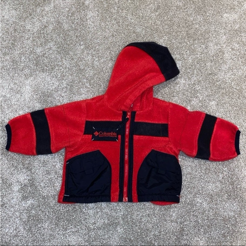 Columbia Fleece Red and Black Jakcet Size‎ 12 Months